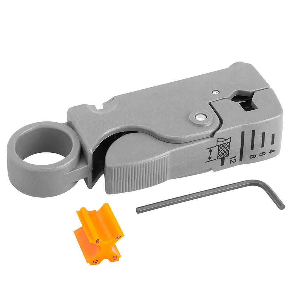 LEXX Rotary Coaxial Cable Stripper Cutter Tool – Adjustable Blades For RG58, RG59, RG6, Quad Shields, And More