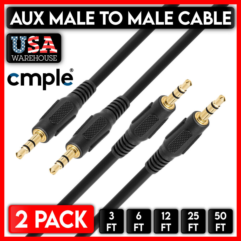 2 Pack 3.5mm Cable AUX Plug to Plug Stereo Cord Speaker PC TV MP3