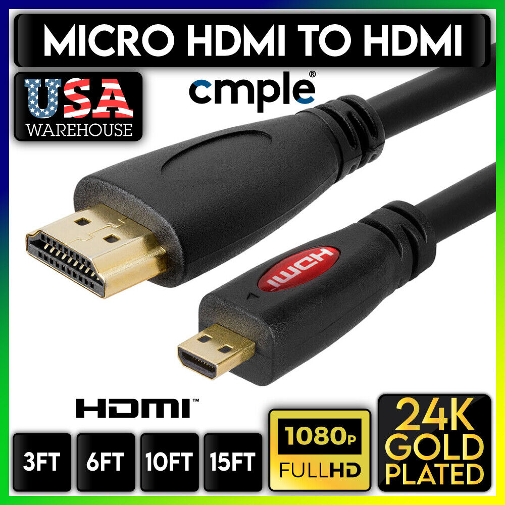 Câble Micro HDMI Vers Mini HDMI Twozoh 0,5 M – Type D Vers Type C, Compatible 4K 3D 1080p, Haute Vitesse Pour Caméscope, Appareil Photo, TV HD