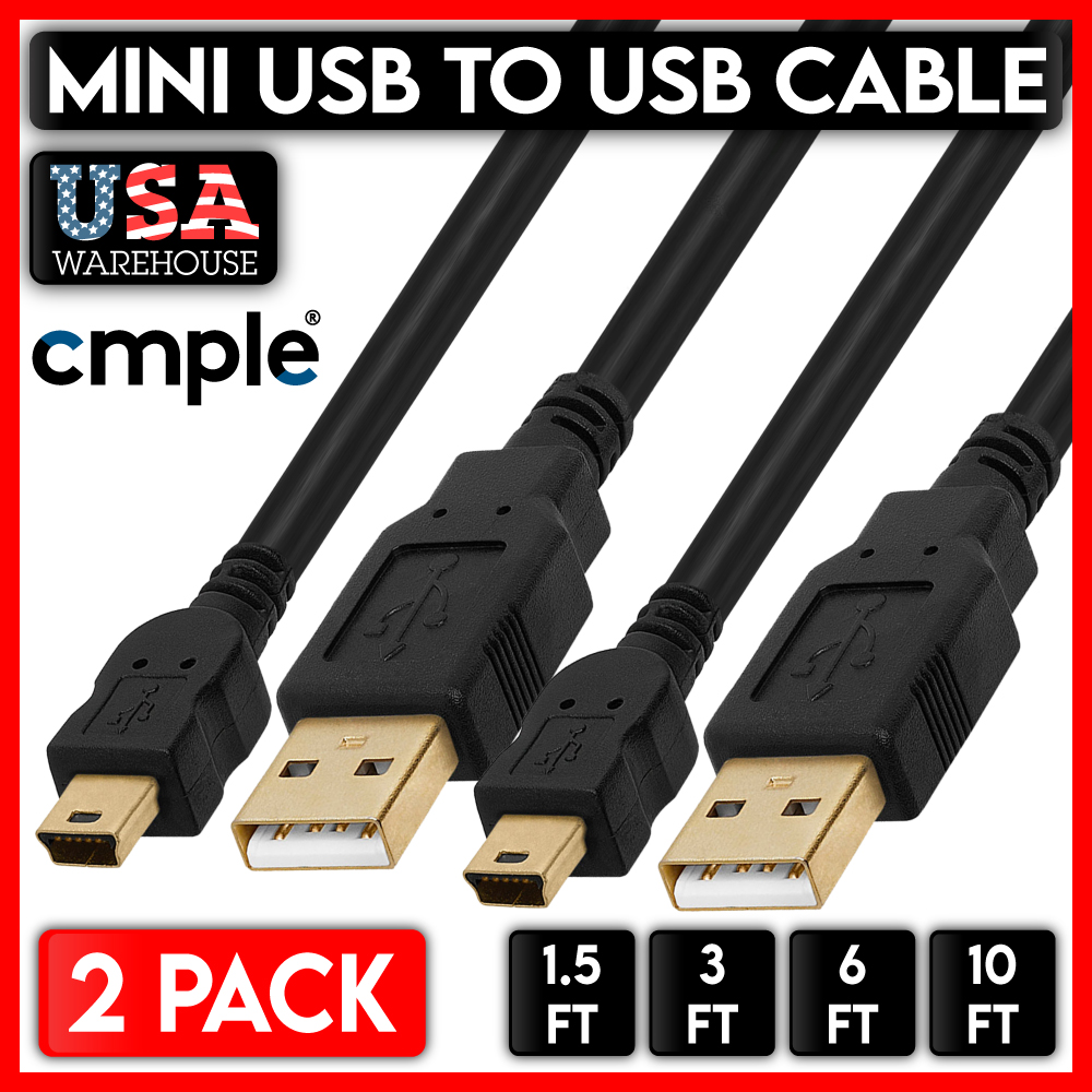 2 Pack Mini USB Cable USB Mini Data Lead Charging Cord Phone